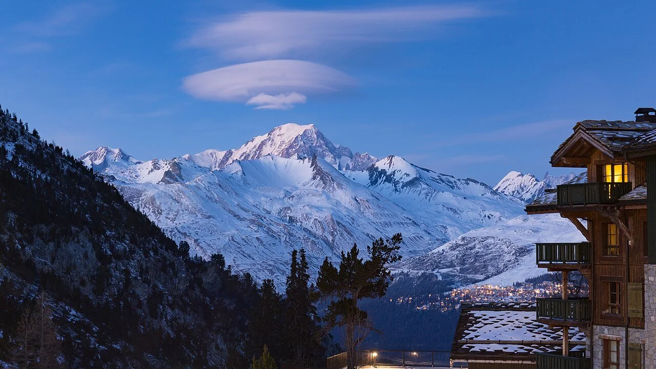 Trail running near Chamonix, France with Mont Blanc in background