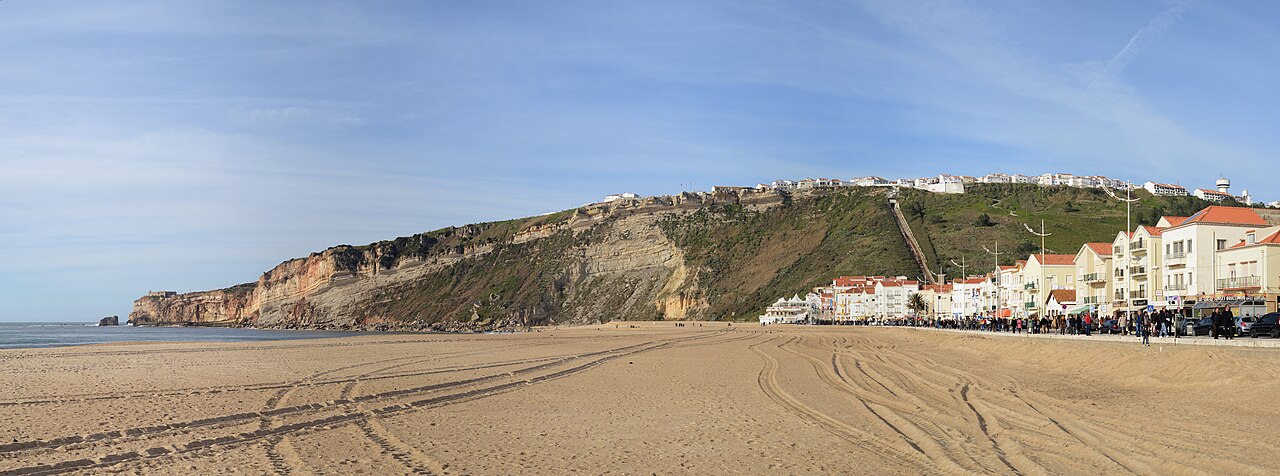 Praia do Norte beach below the Nazaré lighthouse, Portugal