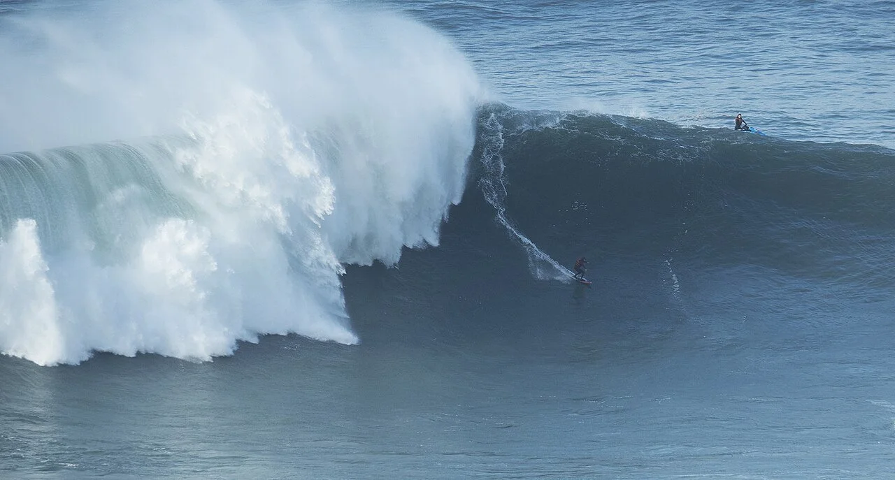 Big wave surfing at Nazaré Portugal